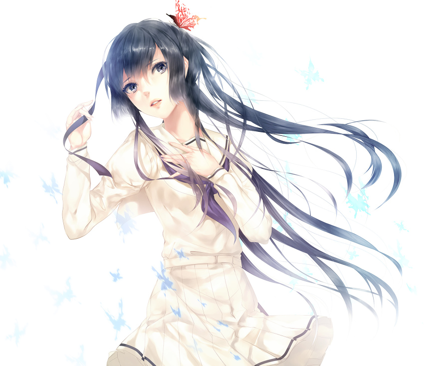 1girl, black_eyes, black_hair, butterfly_hair_ornament, hair_ornament, highres, kara_no_shoujo, kara_no_shoujo_2