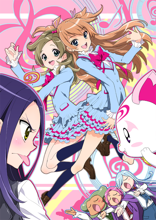 10s, 3boys, 3girls, :o, :p, angry, baritone, baritone_(precure)