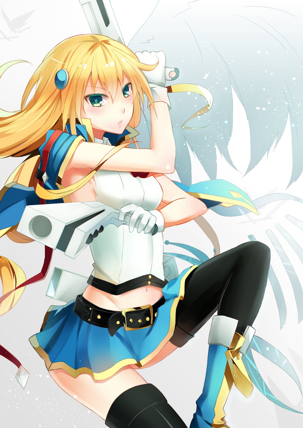 1girl, arc_system_works, bad_id, bad_pixiv_id, black_thighhighs, blazblue, blazblue:_chronophantasma, blonde_hair