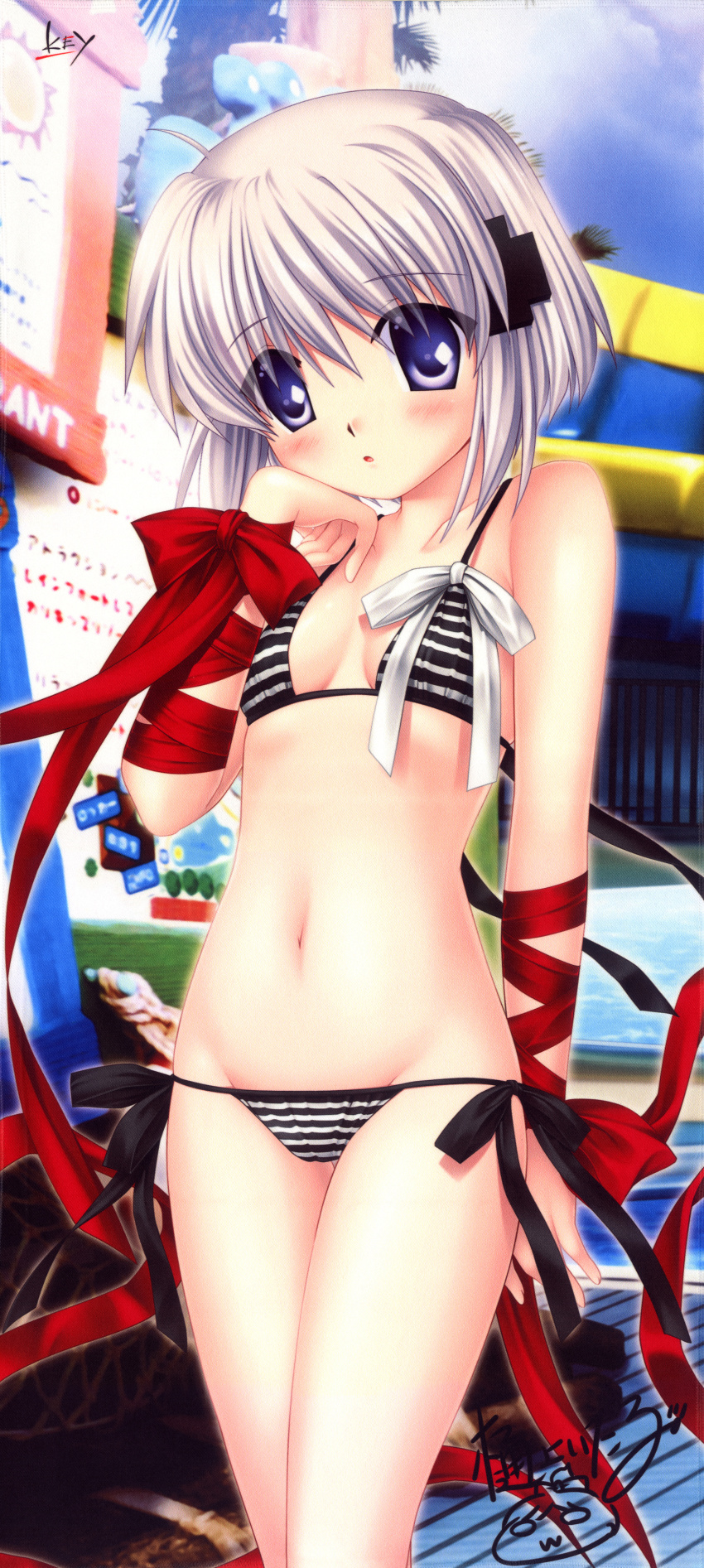 10s, 1girl, absurdres, bikini, female_focus, grey_hair, highres, hinoue_itaru