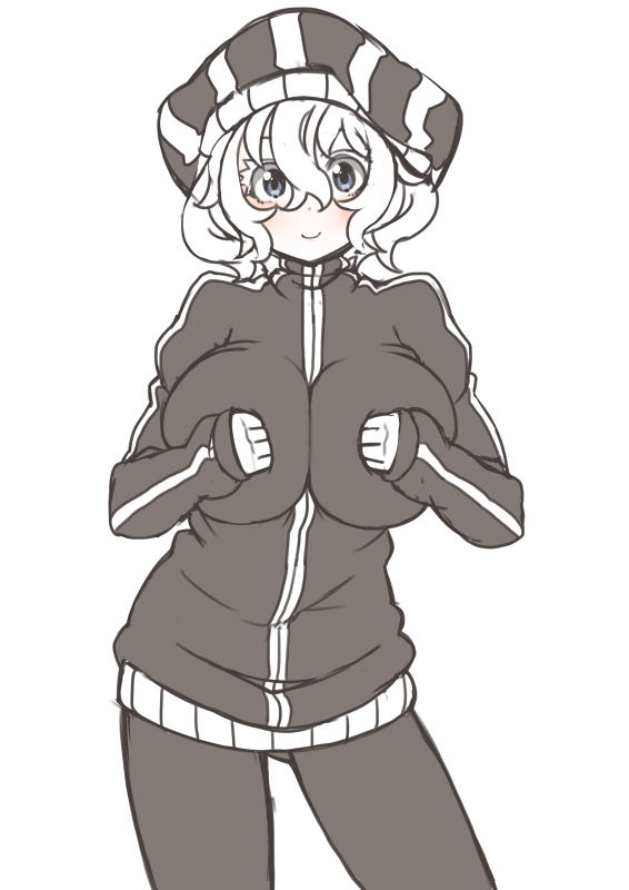 1girl, blue_eyes, blush, breasts, female_focus, fuguu-chan, hood, hoodie