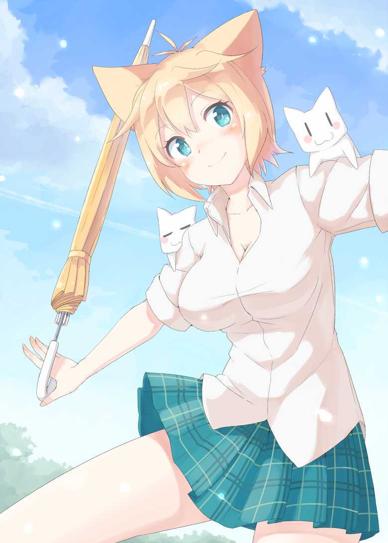 10s, 1girl, animal, antenna_hair, bad_id, bad_pixiv_id, blonde_hair, blush