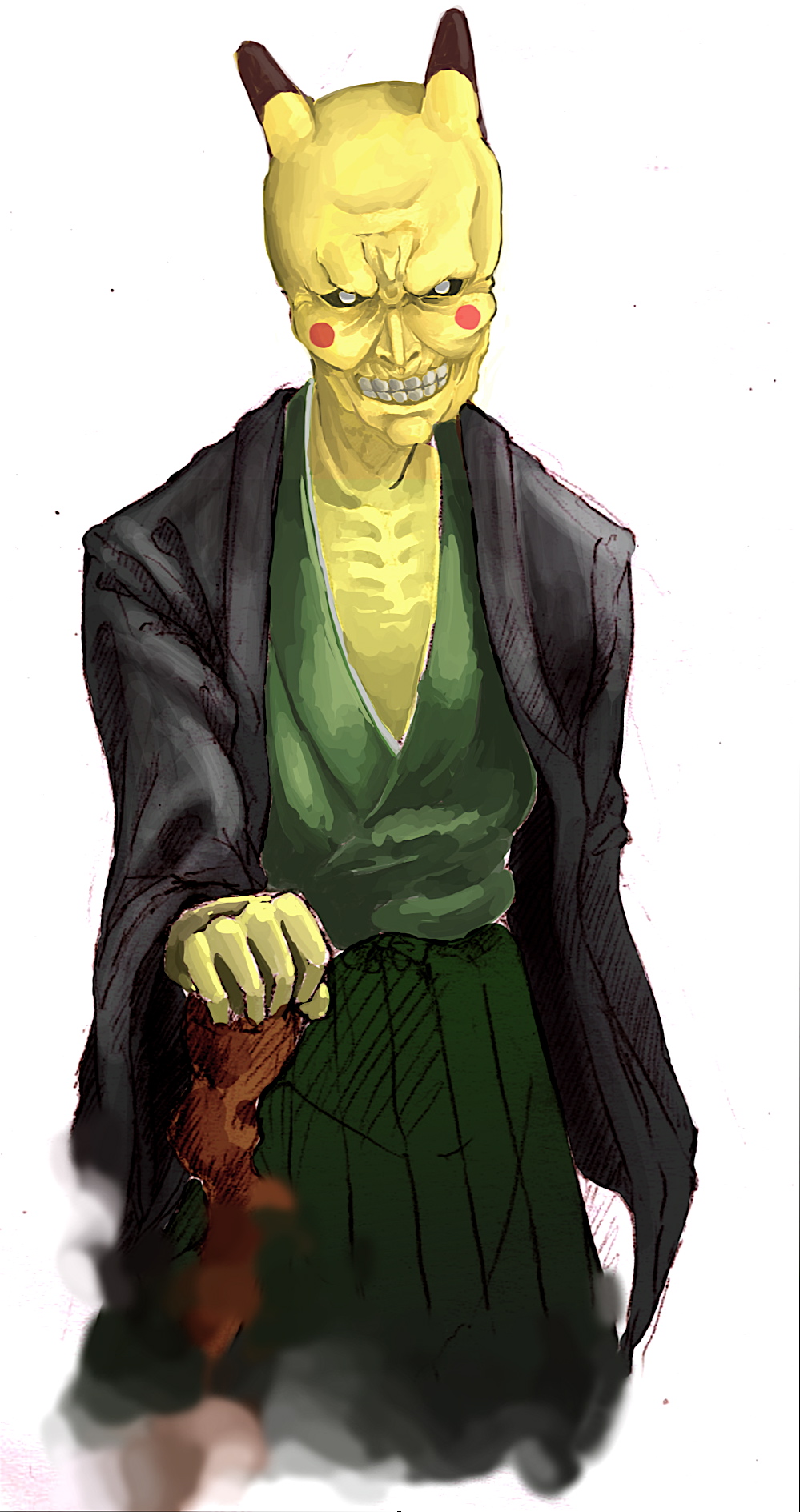 1boy, bad_id, bad_pixiv_id, cane, fate/stay_night, fate_(series), fusion, gen_1_pokemon