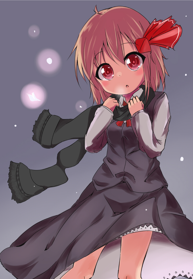 1girl, :o, blonde_hair, blush, female_focus, hair_ribbon, head_tilt, mizohana_(orb-01)