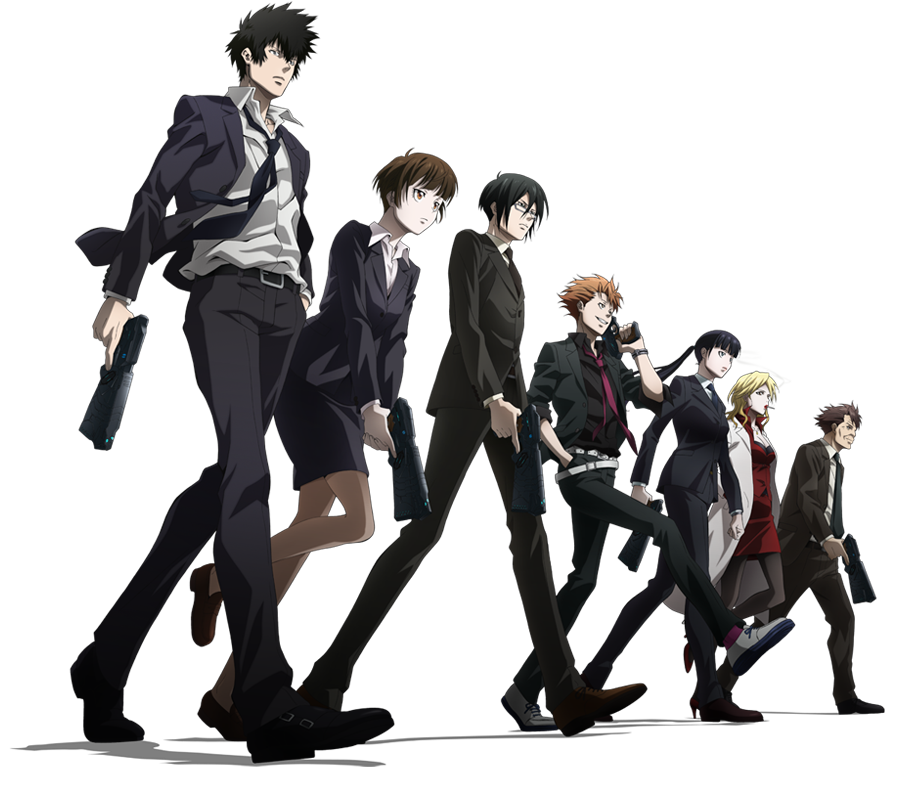 10s, 3girls, 4boys, belt, black_hair, blonde_hair, blunt_bangs, brown_hair