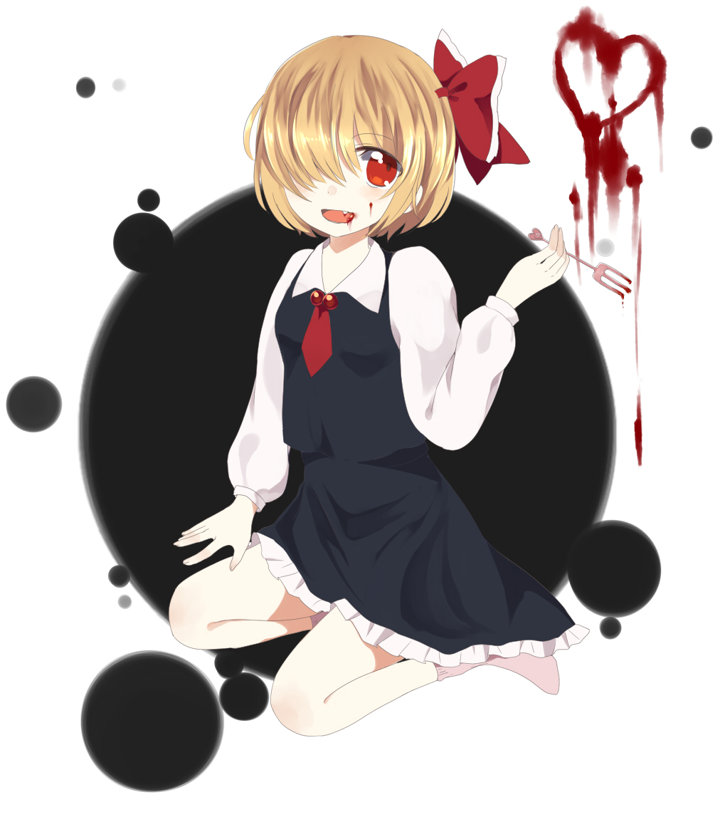 1girl, blood, blood_in_mouth, blood_on_face, female_focus, fork, full_body, hachimitsu_ame_(phoenix)