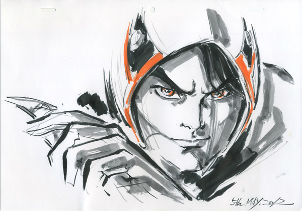 1970s_(style), gatchaman, hayama_jun'ichi, hellmet, ken_the_eagle, retro_artstyle, sumi-e, tatsunoko_production