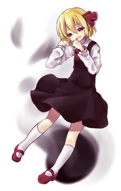 1girl, bad_id, bad_pixiv_id, biting, black_dress, blonde_hair, dress, female_focus