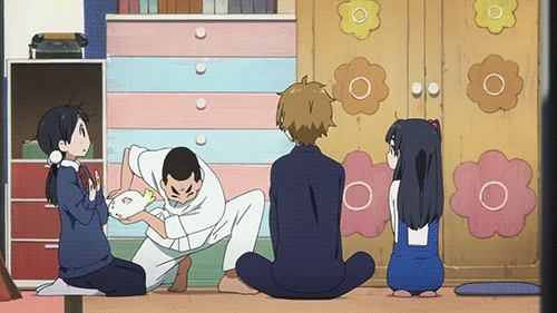 10s, animated, animated_gif, bird, dera_mochimazzui, kitashirakawa_anko, kitashirakawa_mamedai, kitashirakawa_tamako