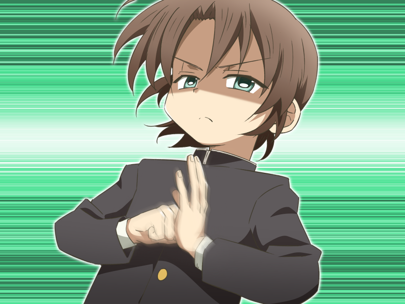 1boy, ayase_shinobu, blue_background, child, game_cg, kiriya_gymno, male_focus, school_boys!