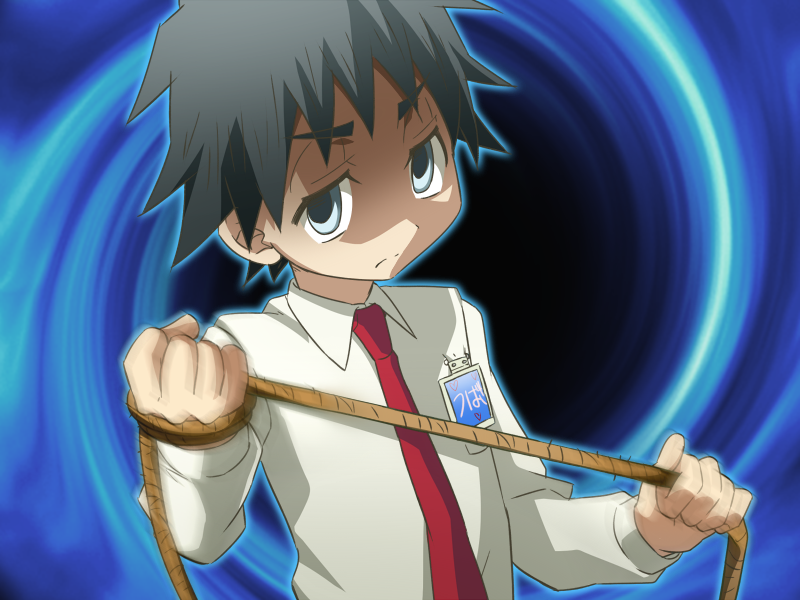 1boy, black_hair, child, game_cg, ichinose_tsubasa, kiriya_gymno, male_focus, rope