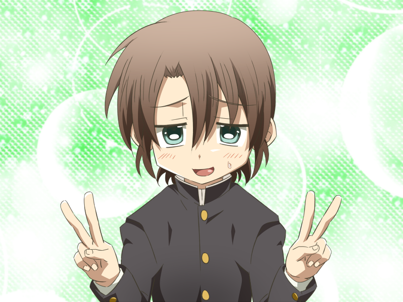 1boy, ayase_shinobu, blue_eyes, child, game_cg, green_background, kiriya_gymno, male_focus