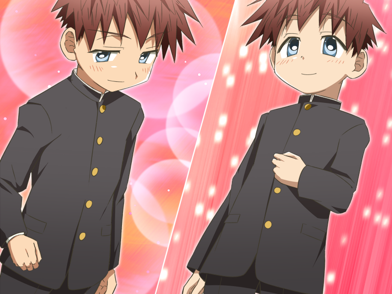 2boys, akamine_sora, akamine_tsuki, blue_eyes, brothers, child, game_cg, kiriya_gymno