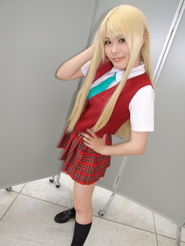 blonde_hair, cosplay, kneehighs, mahou_sensei_negima!, mio_(cosplayer), photo_(medium), school_uniform, serafuku