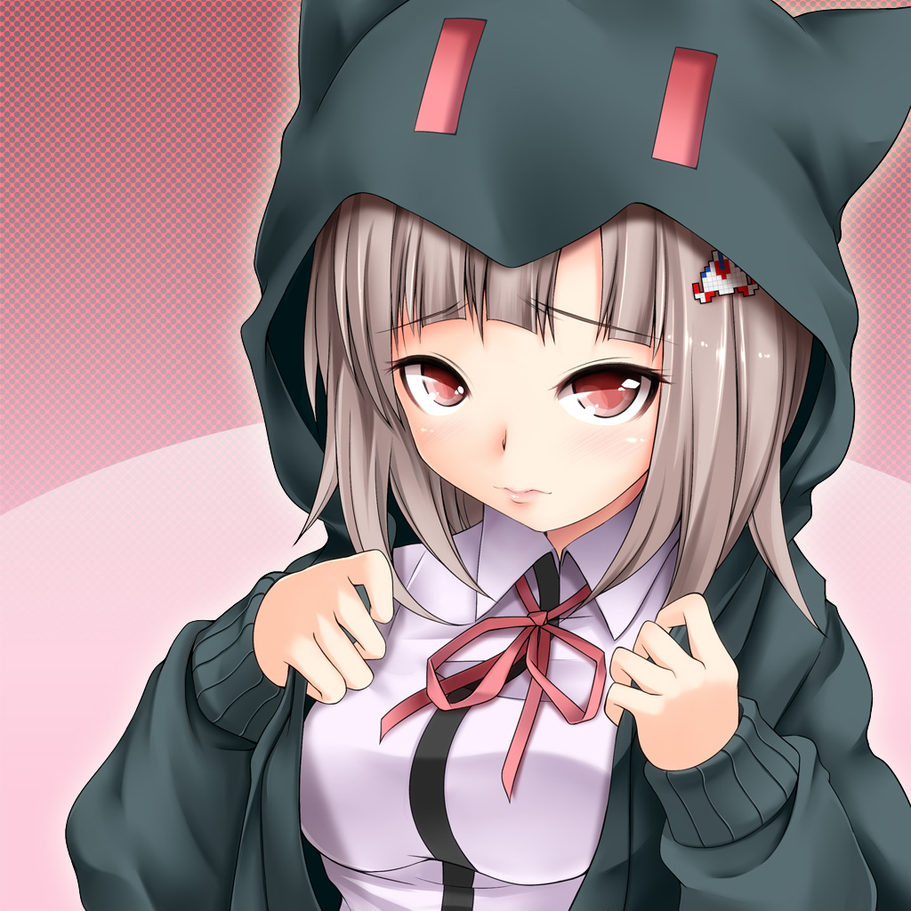 10s, 1girl, breasts, brown_hair, danganronpa_(series), danganronpa_2:_goodbye_despair, female_focus, hair_ornament