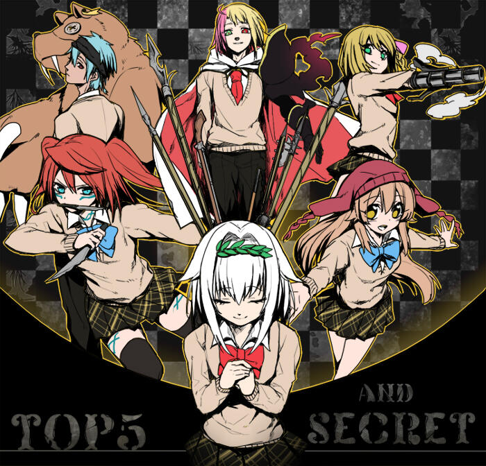 3boys, 3girls, androgynous, arian_rod, bad_id, bad_twitter_id, bear, black_legwear