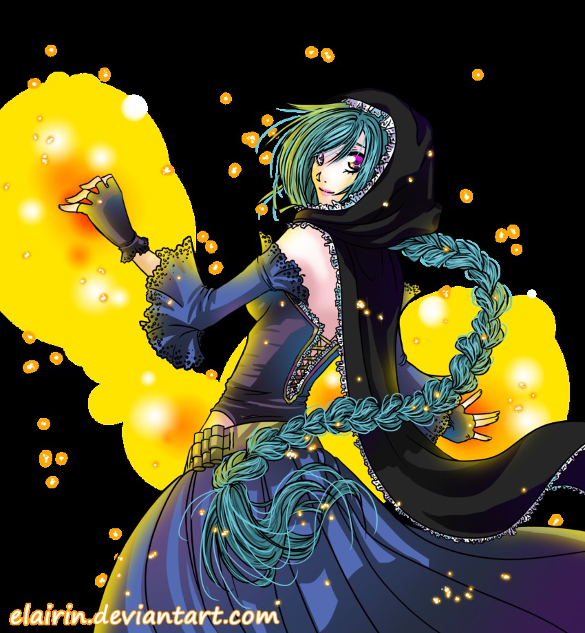 althea_(luminous_arc), althea_(mirage_noir), armor, belt, blue_hair, braid, cape, dress