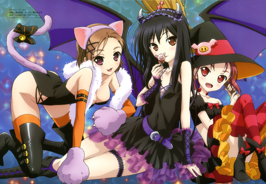 10s, 3girls, absurdres, accel_world, animal_ears, animal_hands, black_hair, boots