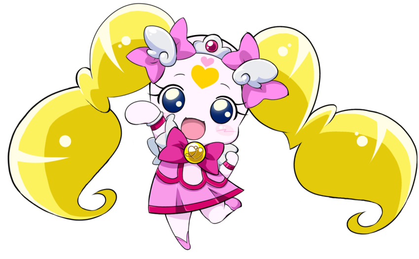 10s, blonde_hair, blue_eyes, bow, bowtie, brooch, candy_(precure), creature