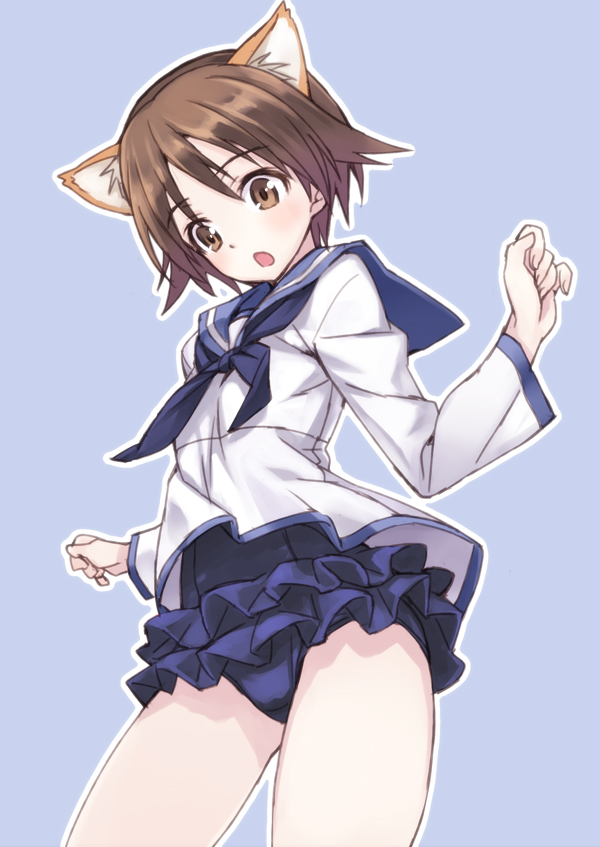 1girl, :o, adapted_costume, animal_ears, bad_id, bad_pixiv_id, blush, brown_eyes