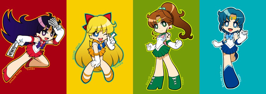 4girls, ahoge, aino_minako, artist_name, bad_id, bad_pixiv_id, bishoujo_senshi_sailor_moon, black_hair