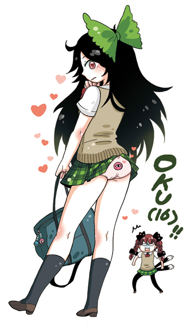 2girls, alternate_costume, bag, black_hair, braid, cat_tail, contemporary, female_focus