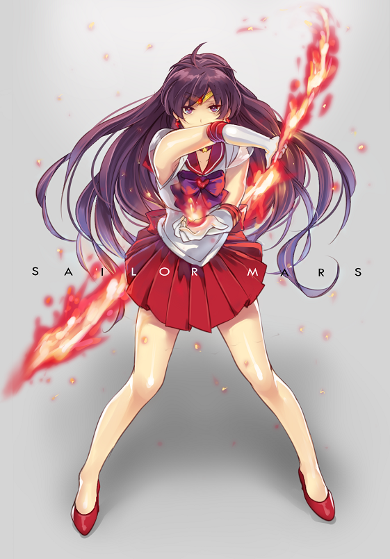 1990s_(style), 1girl, bare_legs, bishoujo_senshi_sailor_moon, black_eyes, black_hair, bow, character_name