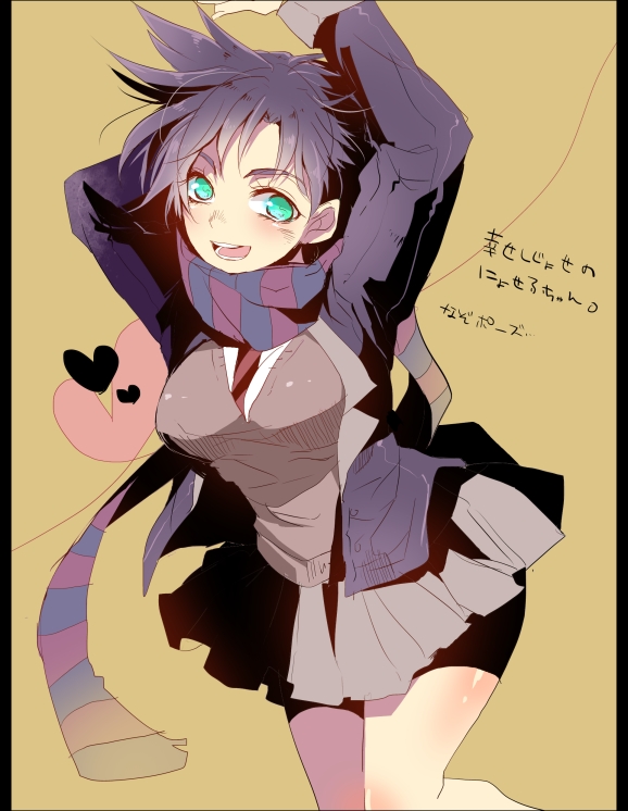 1girl, bakanoise, blush, breasts, female_focus, genderswap, genderswap_(mtf), green_eyes