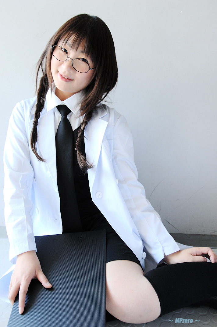 1girl, black_socks, braid, brown_hair, clipboard, cosplay, d.gray-man, east_asian