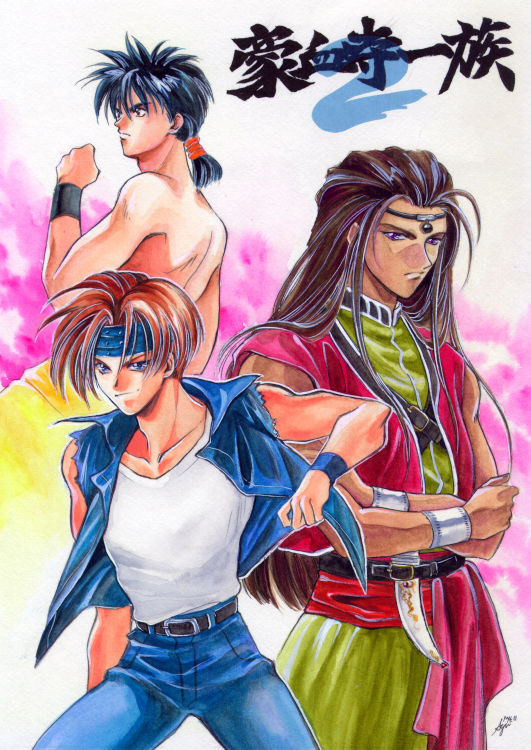 3boys, atlus, bad_id, bad_pixiv_id, gouketsuji_ichizoku, keith_wayne, male_focus, multiple_boys