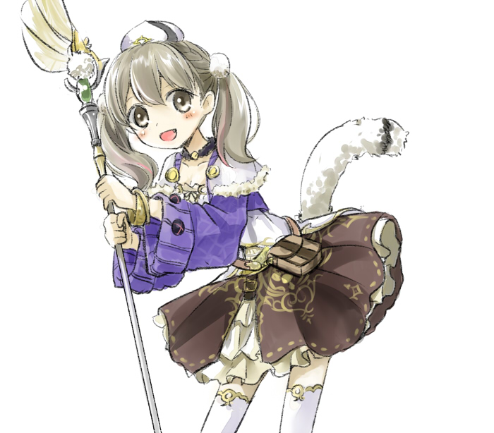 10s, 1girl, atelier_(series), atelier_escha_&amp;_logy, blush, brown_dress, brown_eyes, brown_hair