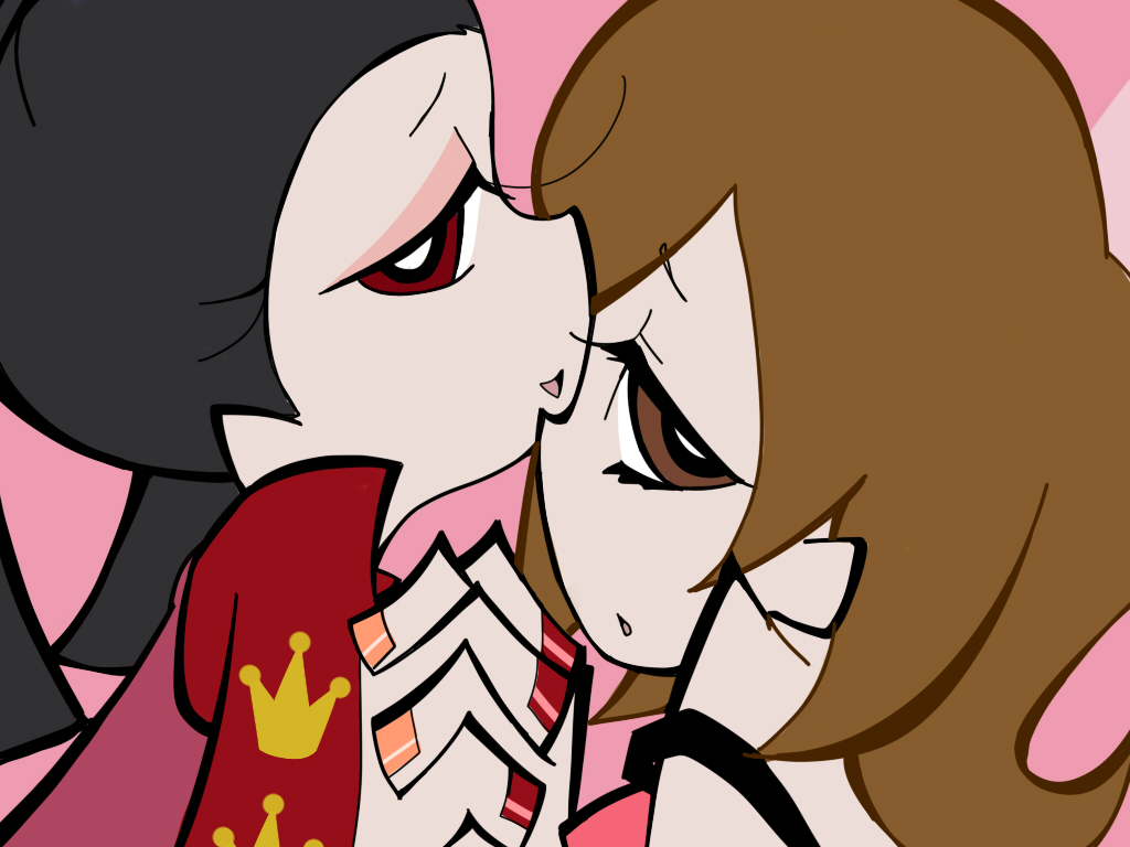 2girls, black_hair, brown_eyes, brown_hair, jojo_no_kimyou_na_bouken, lucy_steel, multiple_girls, nail_polish