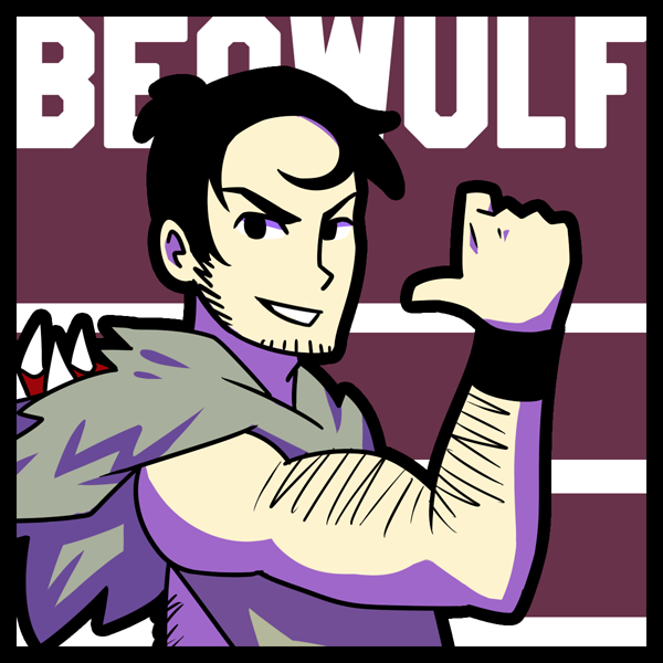 1boy, arm_hair, artist_black, beowulf_(skullgirls), black_hair, facial_hair, male_focus, pelt
