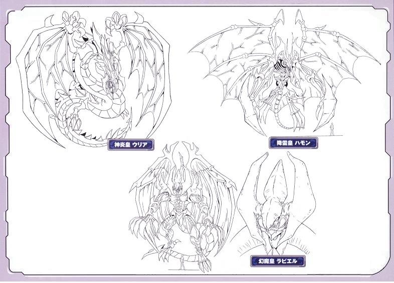 3boys, reference_sheet, claws, concept_art, demon, demon_wings, dragon, duel_monster