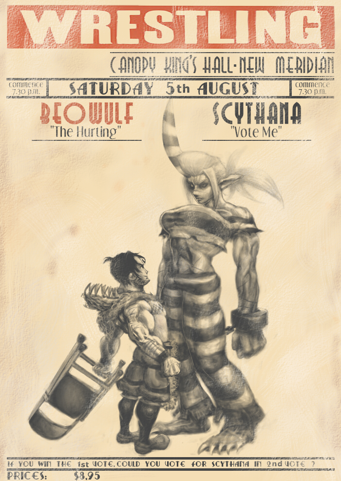 1boy, 1girl, bare_shoulders, barefoot, beowulf_(skullgirls), breasts, cape, chair