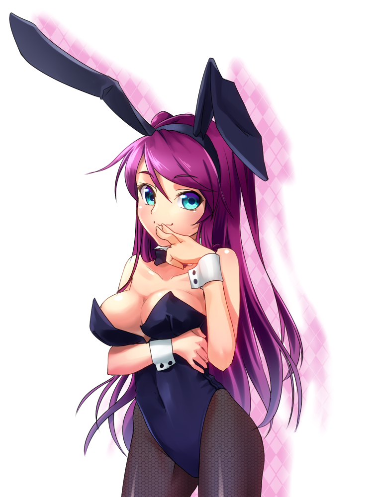 1girl, animal_ears, blue_eyes, bow, bowtie, detached_collar, eto8931, fake_animal_ears