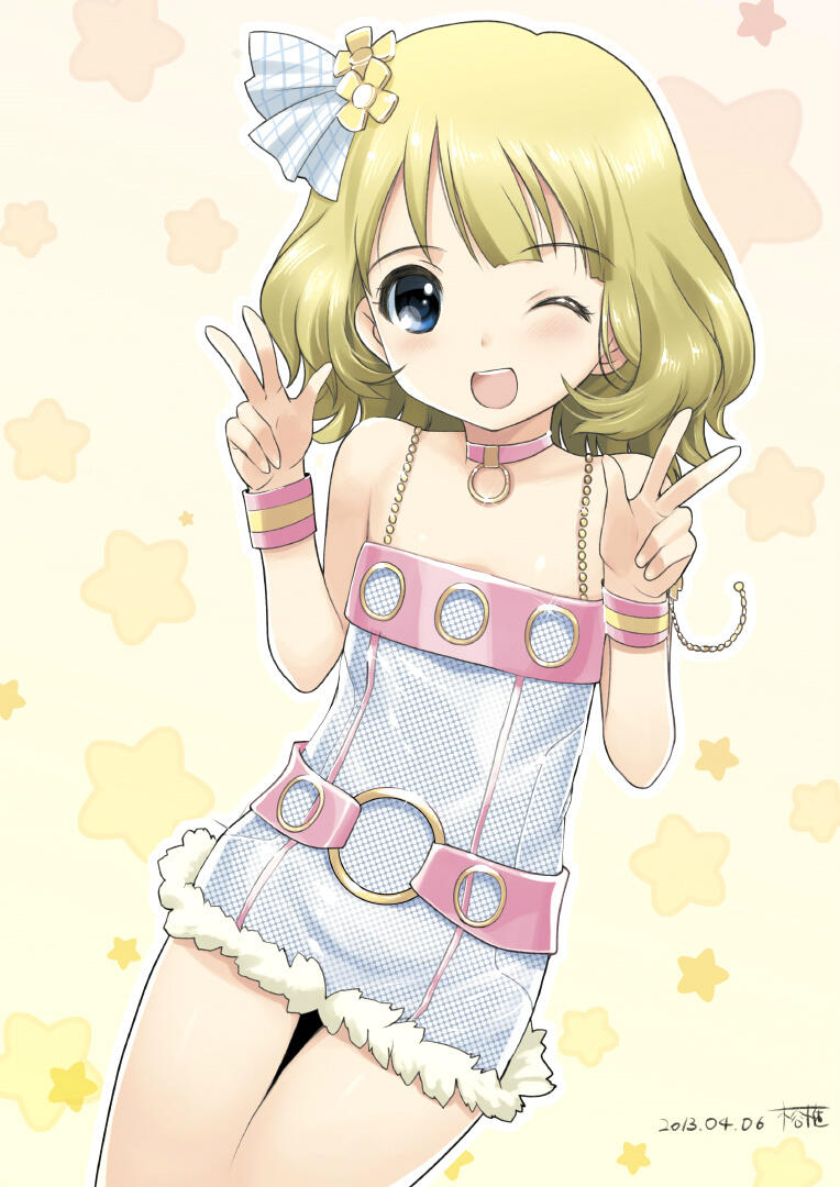 10s, 1girl, 2013, ;d, artist_name, bad_id, bad_twitter_id, blonde_hair