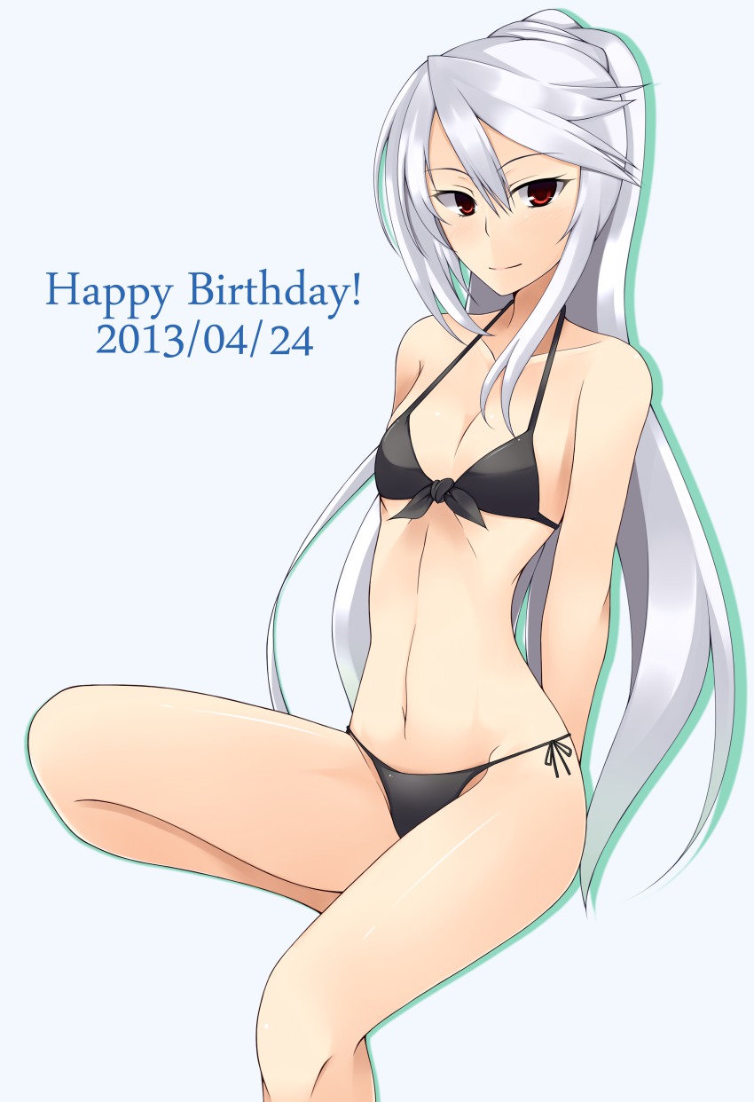 1girl, absurdres, bad_id, bad_pixiv_id, bikini, black_bikini, female_focus, highres