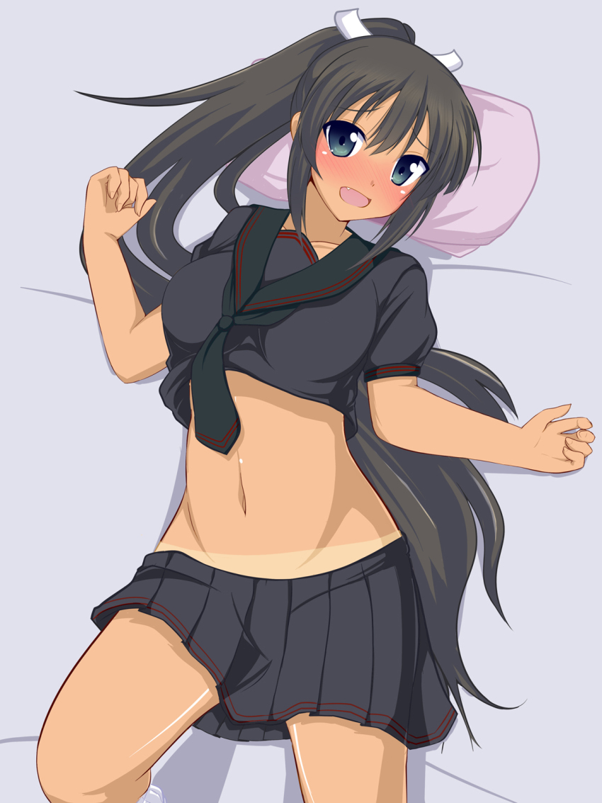 10s, 1girl, bad_id, bad_pixiv_id, black_eyes, black_hair, black_serafuku, blush