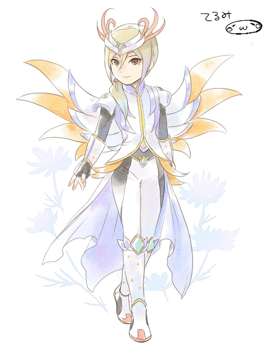 1boy, afuro_terumi, androgynous, bad_id, bad_pixiv_id, blonde_hair, blue_hair, fingerless_gloves