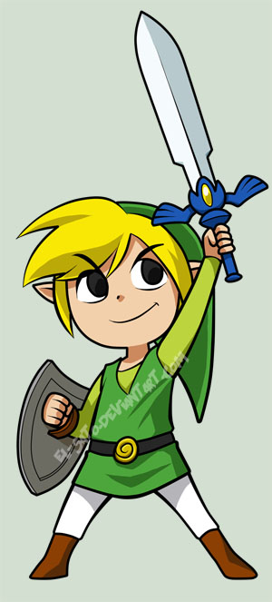 1boy, belt, black_eyes, blonde_hair, el-sato, hat, link, male_focus