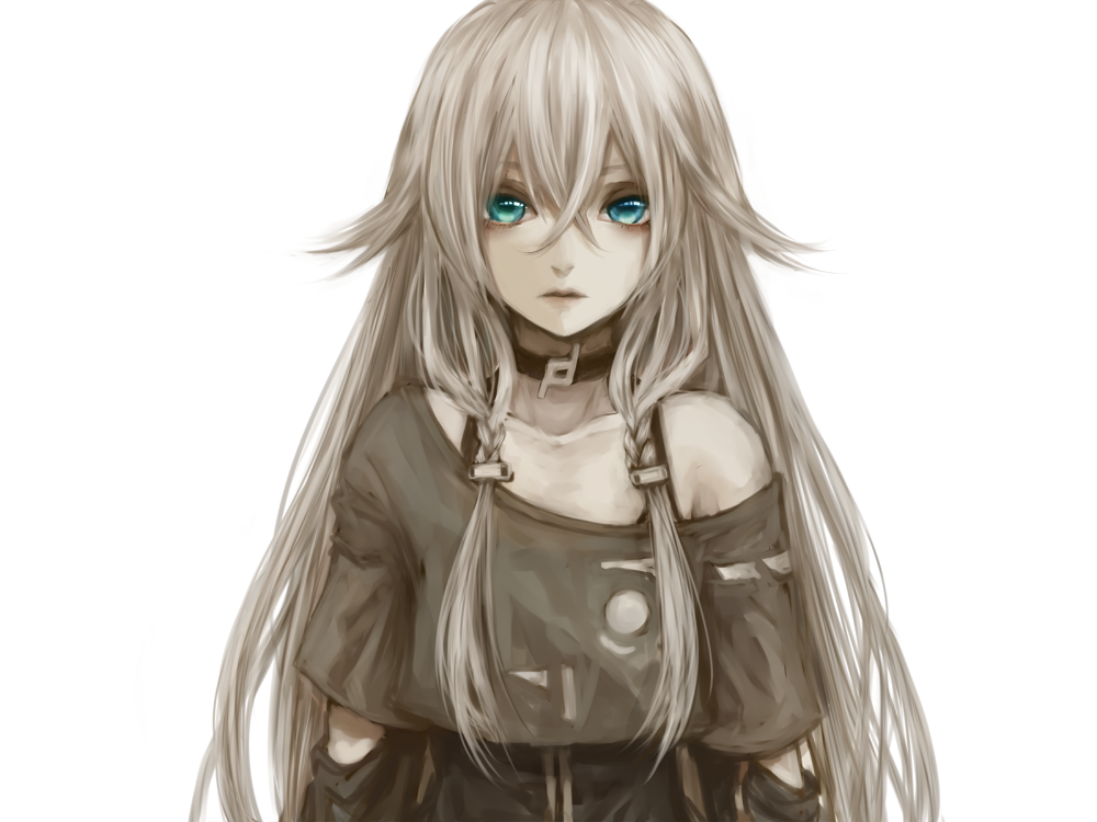 1girl, blonde_hair, choker, female_focus, green_eyes, ia_(vocaloid), long_hair, off_shoulder