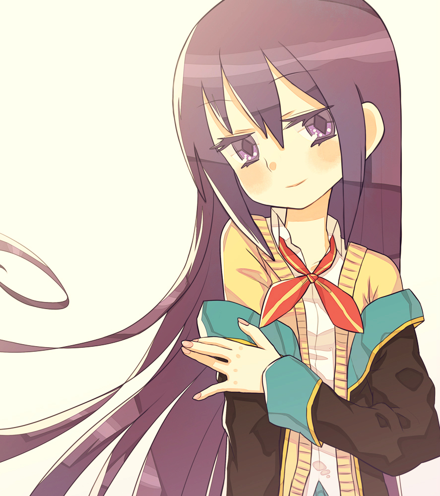 10s, 1girl, cardigan, female_focus, gj-bu, long_hair, off_shoulder, purple_eyes