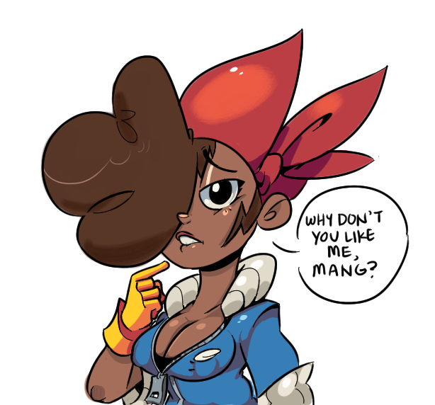 1girl, bandana, breasts, brown_hair, cleavage, covered_erect_nipples, dark-skinned_female, dark_skin