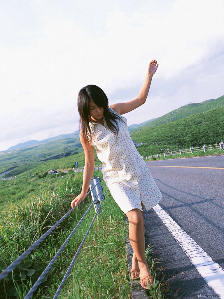 1girl, bare_legs, dress, dutch_angle, east_asian, female_focus, kawamura_yuki, long_hair