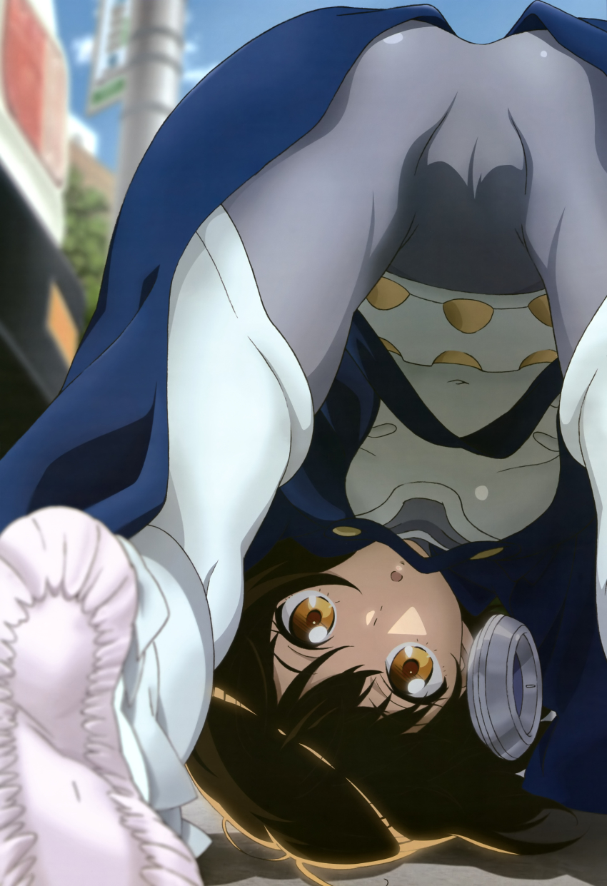 1girl, :o, absurdres, ass, aura:_maryuuin_kouga_saigo_no_tatakai, boots, brown_eyes, brown_hair