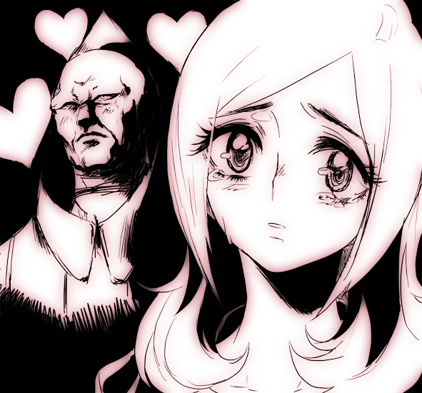 00s, 1girl, black_background, fresh_precure!, heart, higashi_setsuna, long_hair, moebius_(precure), monochrome, precure, simple_background, tears, tima