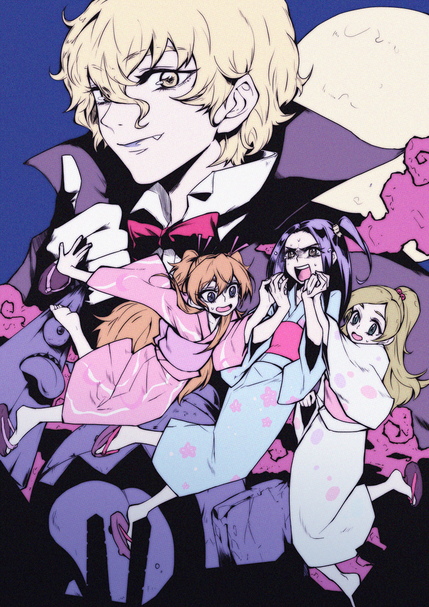 10s, 1boy, 3girls, bad_id, bad_pixiv_id, houjou_hibiki, japanese_clothes, kurokawa_eren