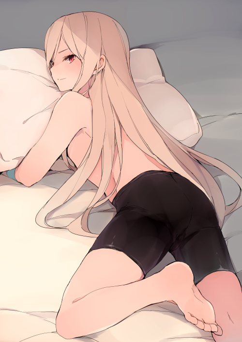 1boy, afuro_terumi, bad_id, bad_pixiv_id, barefoot, bike_shorts, come_hither, feet