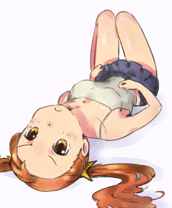 10s, 1girl, :<, anjou_naruko, ano_hi_mita_hana_no_namae_wo_bokutachi_wa_mada_shiranai., brown_eyes, brown_hair, camisole